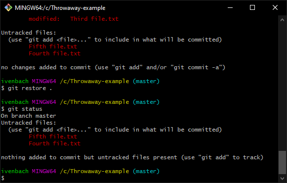 State after restoring all files